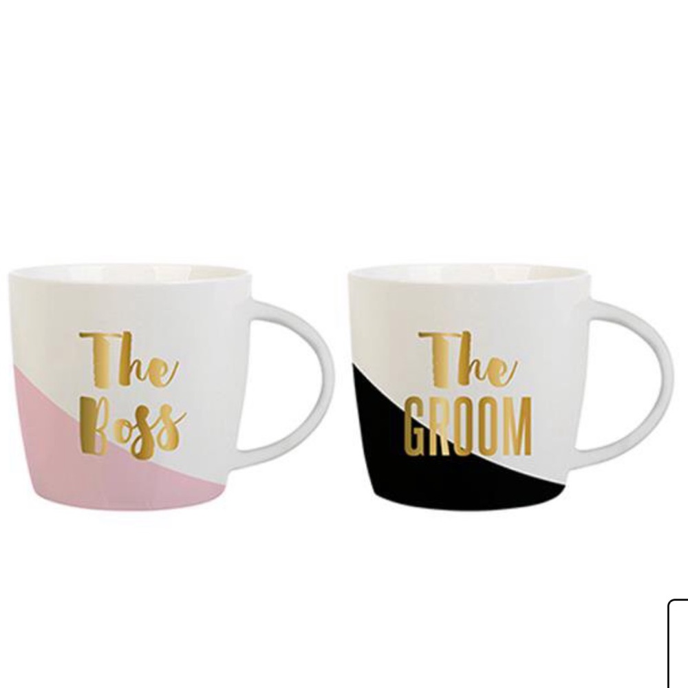 NWT set of two mugs -the boss and the groom